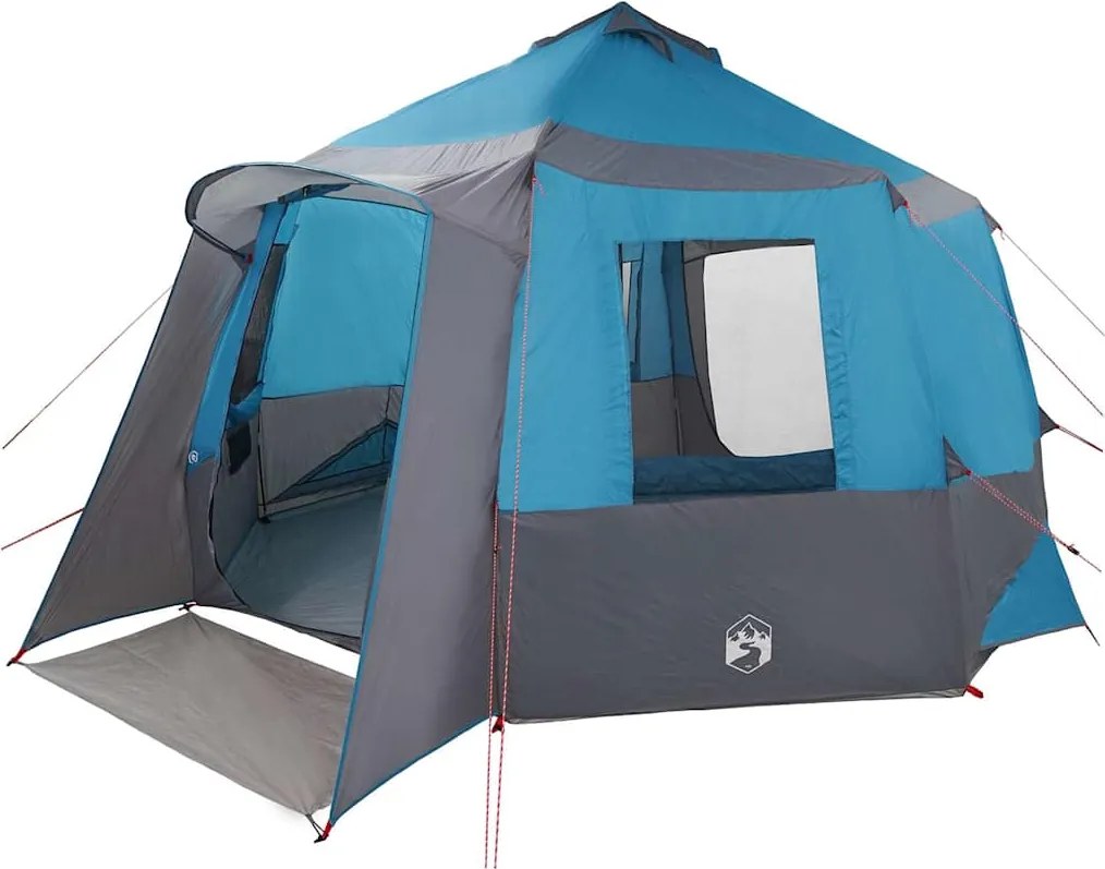 vidaXL Cabin Tent 12-Person tetővel Kék és Szürke 405 x 405 x 273 cm