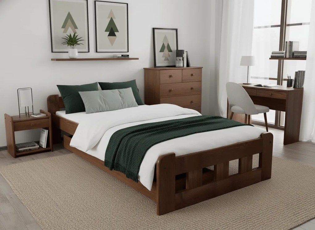 Naomi magasított ágy 90x200 cm, tölgyfa Ágyrács: Ágyrács nélkül, Matrac: Somnia matrac 18 cm