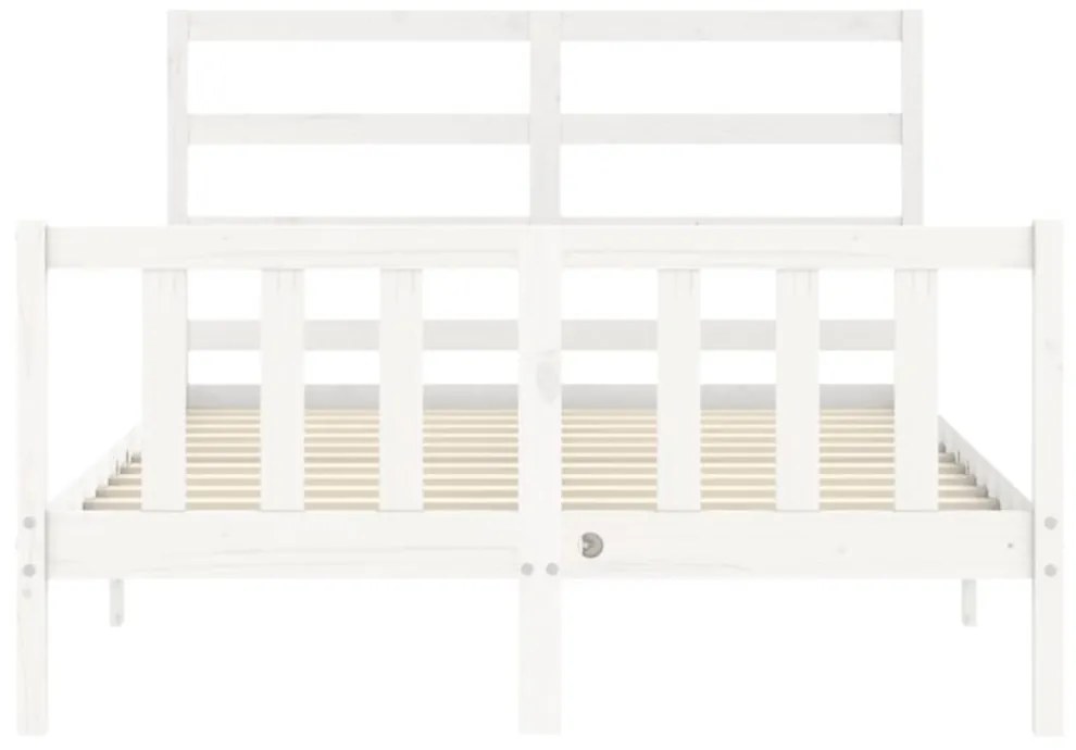 fehér tömör fa ágykeret fejtámlával Small Double