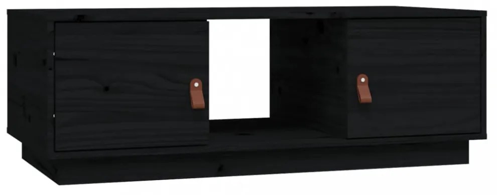 fekete tömör fenyőfa dohányzóasztal 100 x 100 x 40 cm