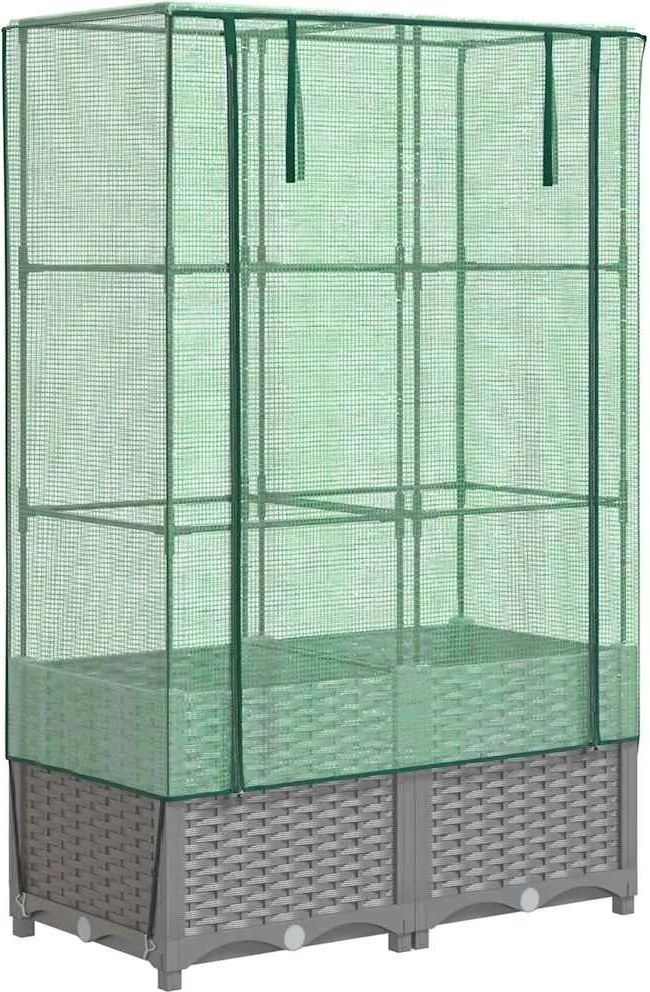 vidaXL rattan megjelenésű magaságyás melegháztakaróval 80x40x138 cm