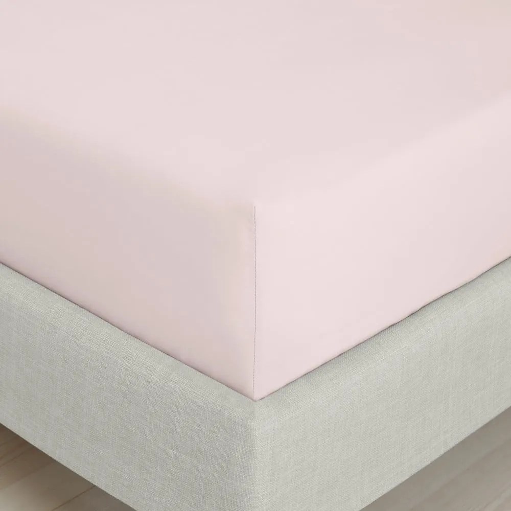 Rózsaszín gumis pamut-perkál lepedő 150x200 cm Cotton Percale – Bianca