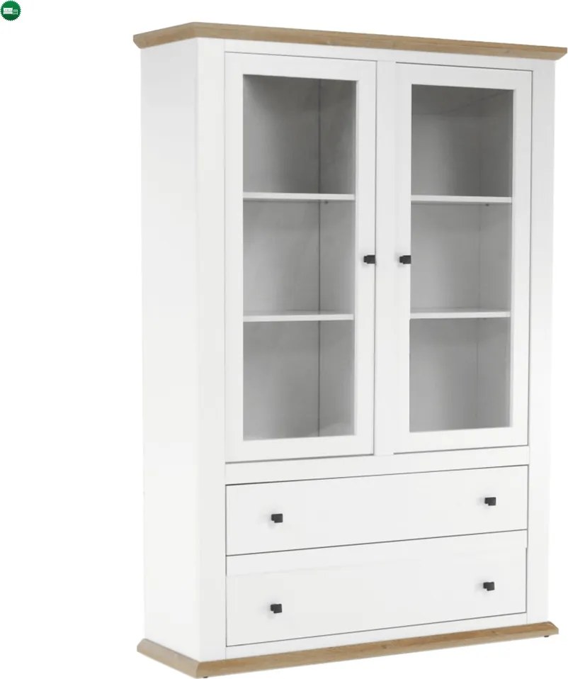 Vitrin MZ5, fehér/grand tölgy, LEON