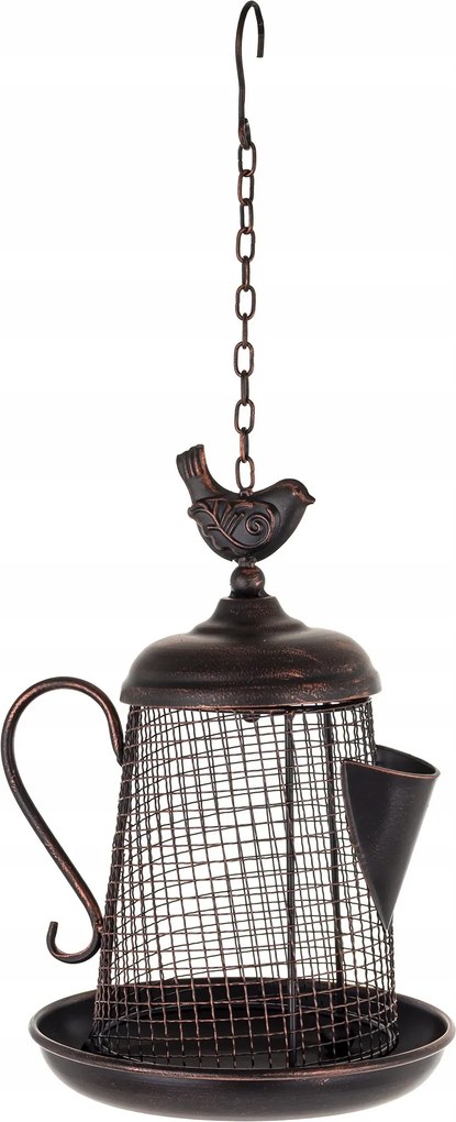 Függő madáretető fém barna itató kerti dekoráció