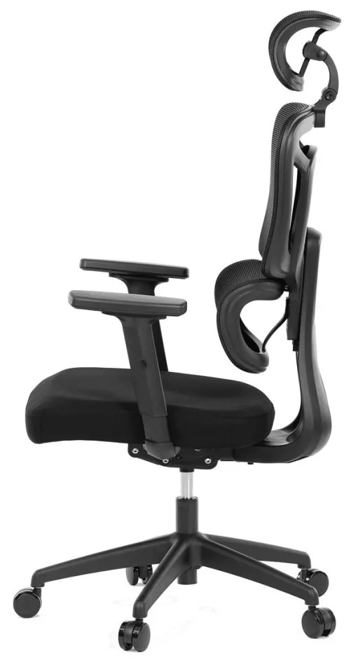 Scaun Modern De Birou Negru Cu Spătar Ergonomic Textil Aerisit Și Cotieră