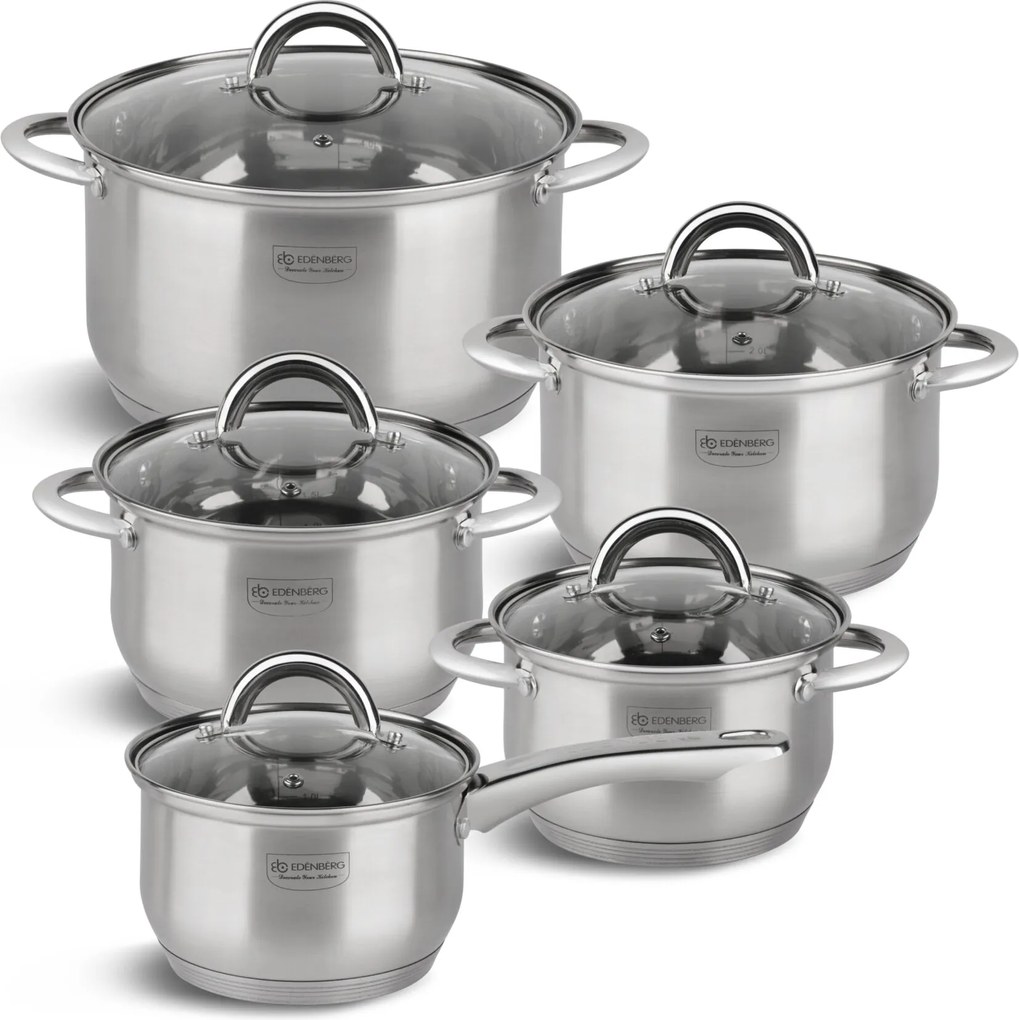 Acél Edények Edénykészlet 10 db-os Edenberg 4005 fedő