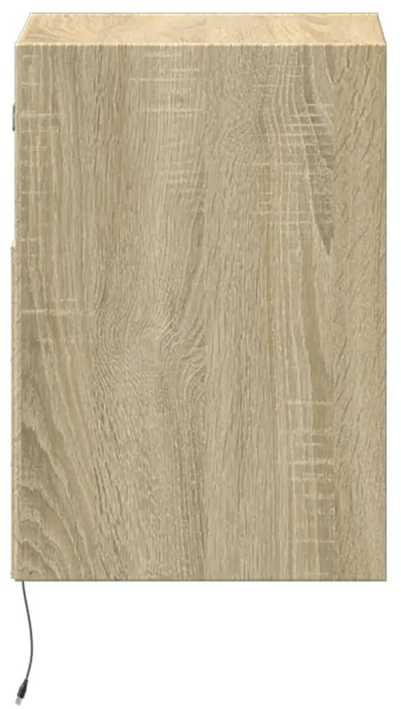 sonoma tölgy színű fali TV-szekrény LED-ekkel 41x31x45 cm