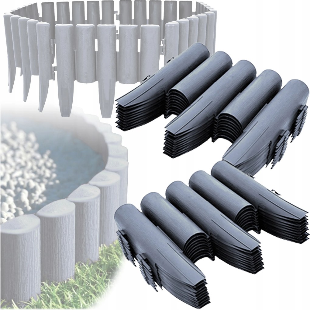 Kerti Rózsafa Gyepszegély Műanyag Kerítés 280x24CM Szett 2x