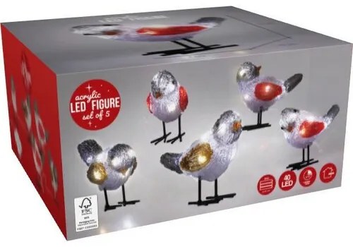 Birds világító kültéri dekoráció 40 LED, hideg fehér