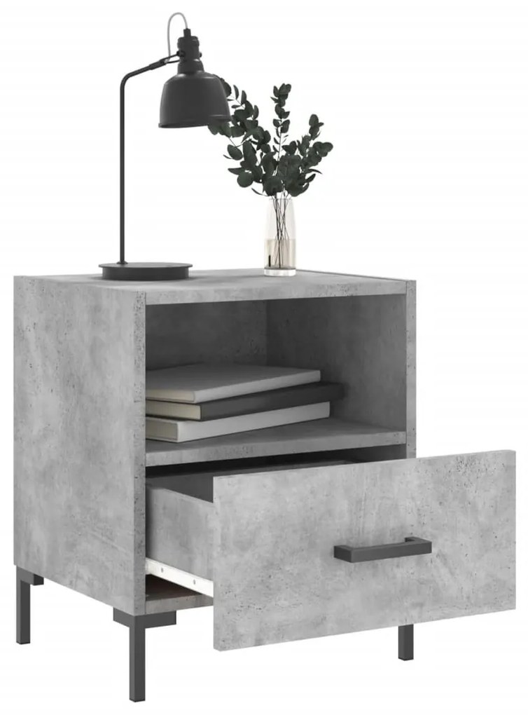 2 db betonszürke szerelt fa éjjeliszekrény 40 x 35 x 47,5 cm