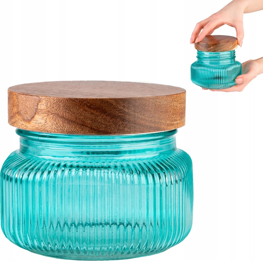 Tartály 0,5L Üveg Befőttes Üveg Kávé Keksz Liszt Fa Kupak