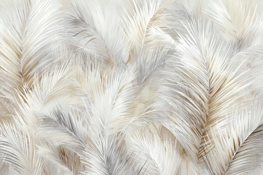 Fotótapéta Flizelina Természet Növényzet Pálma Levelek Boho Bézs 254x184 ragasztó