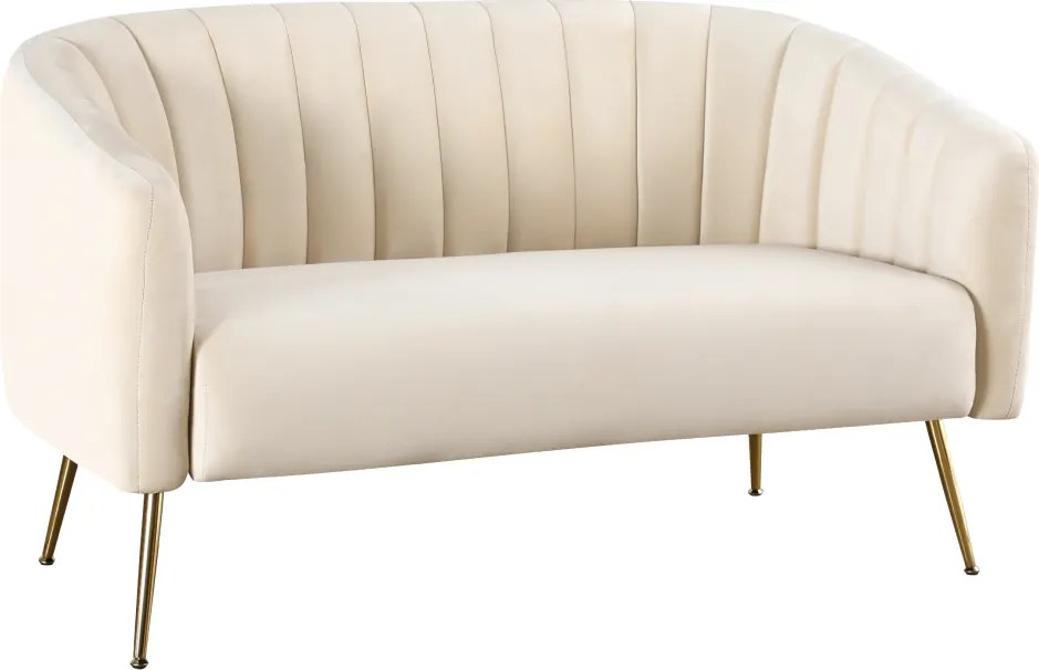 Design kétszemélyes kanapé, bézs Velvet szövet/gold króm-arany, BAGY