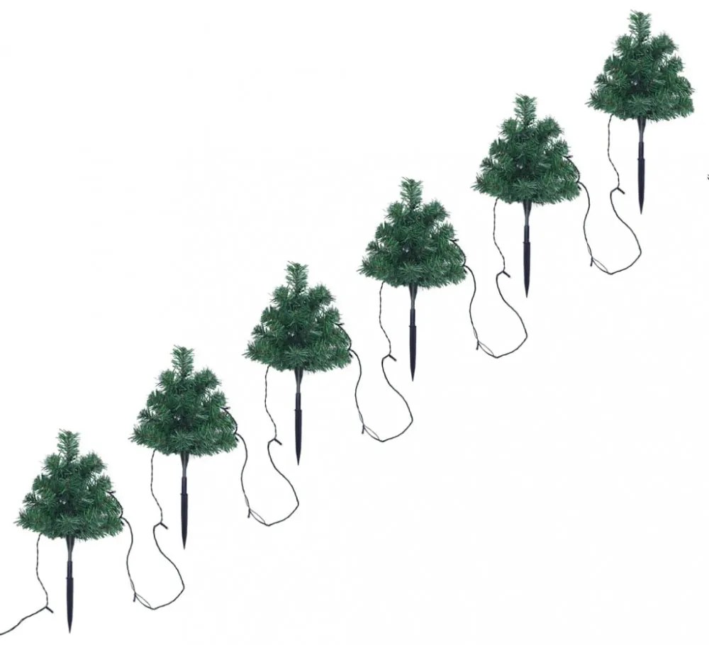 6 db PVC karácsonyi ösvényt jelző díszfa színes LED-ekkel 45 cm