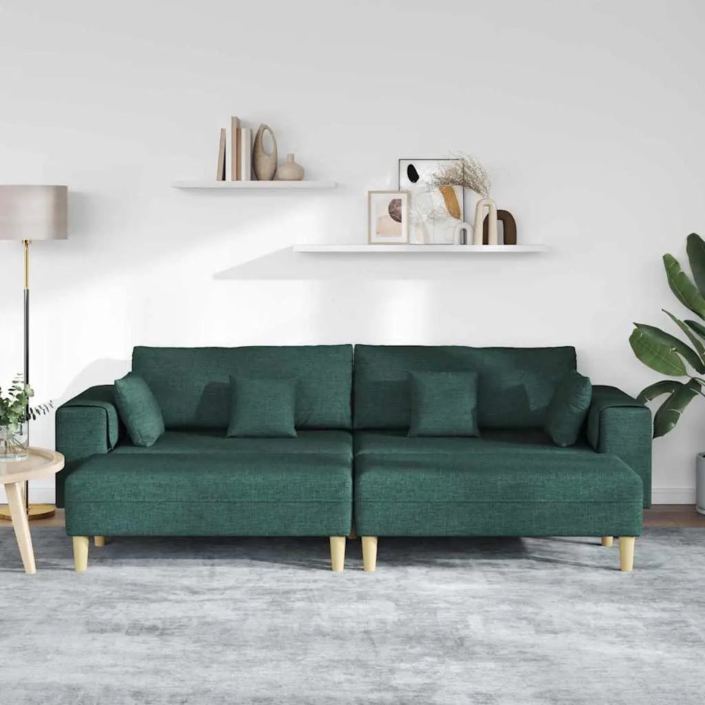 Szövet kanapé párnával 3 pcs Sötétzöld 208 cm szövet