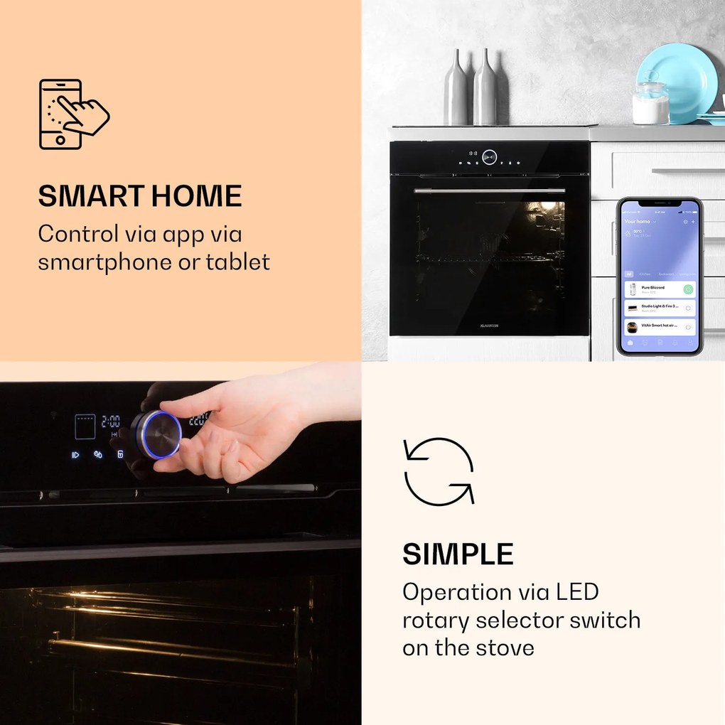 Klarstein Illuminosa Smart, beépített sütő, 2800 W, 11 funkció, applikációval vezérelhető