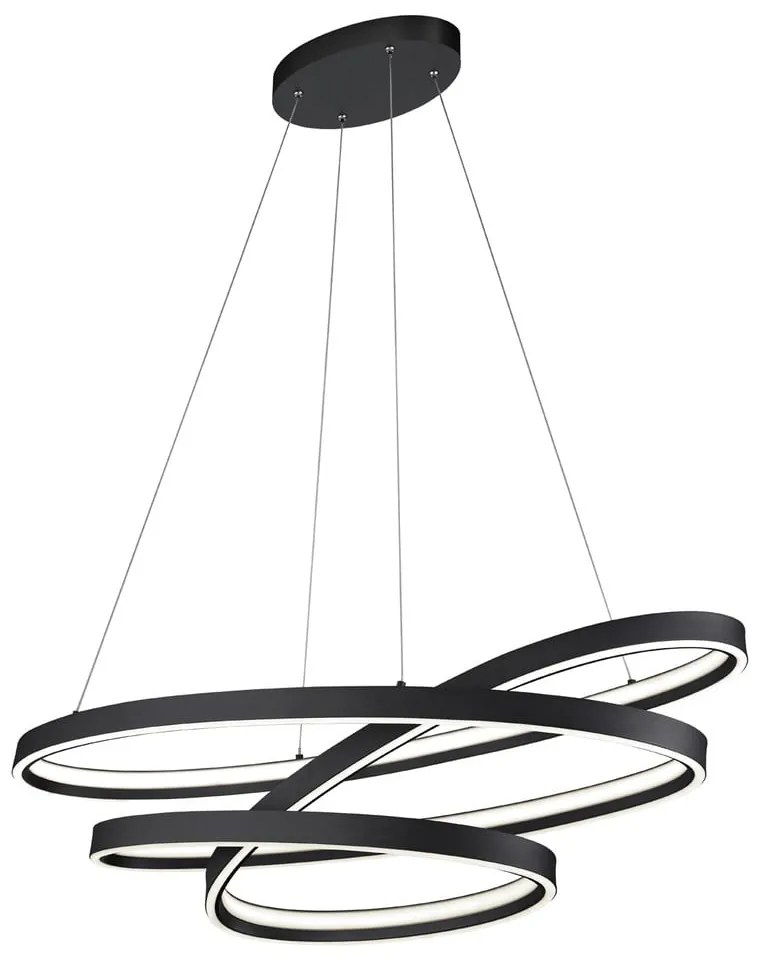 Fekete LED függőlámpa hangvezérléssel-mobil alkalmazás vezérléssel, fém búrával Ciola – CINQUE