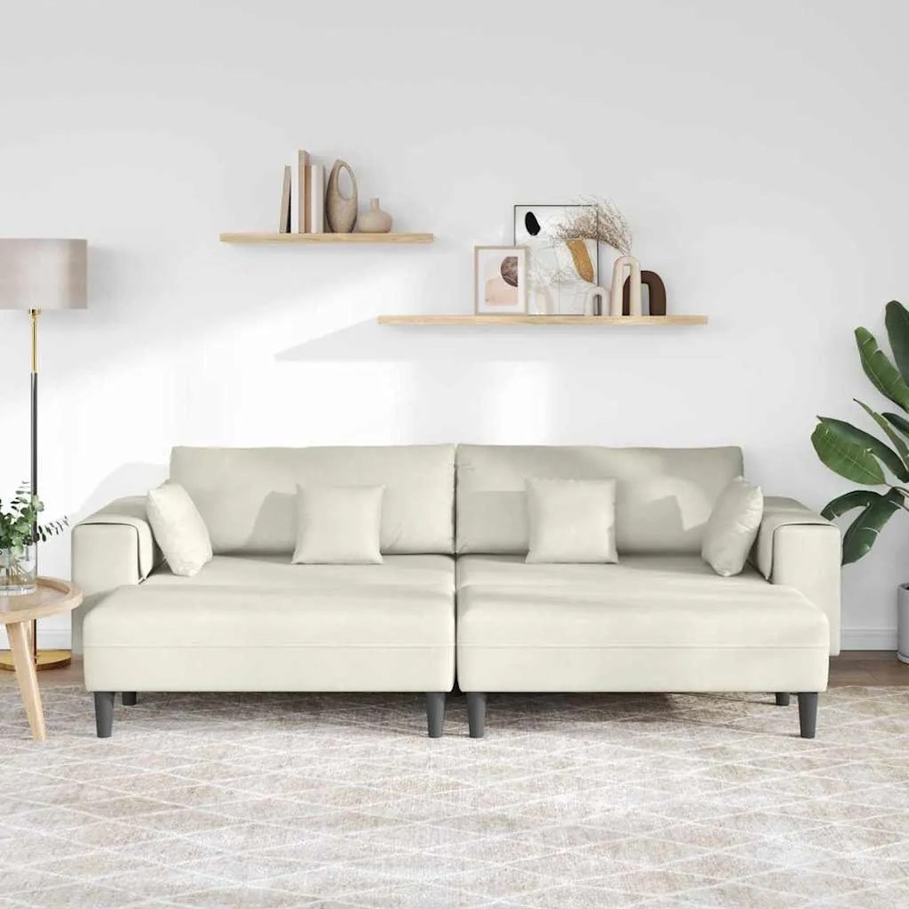 Bársony Kanapé párnával 3 pcs Krém 208 cm Bársony
