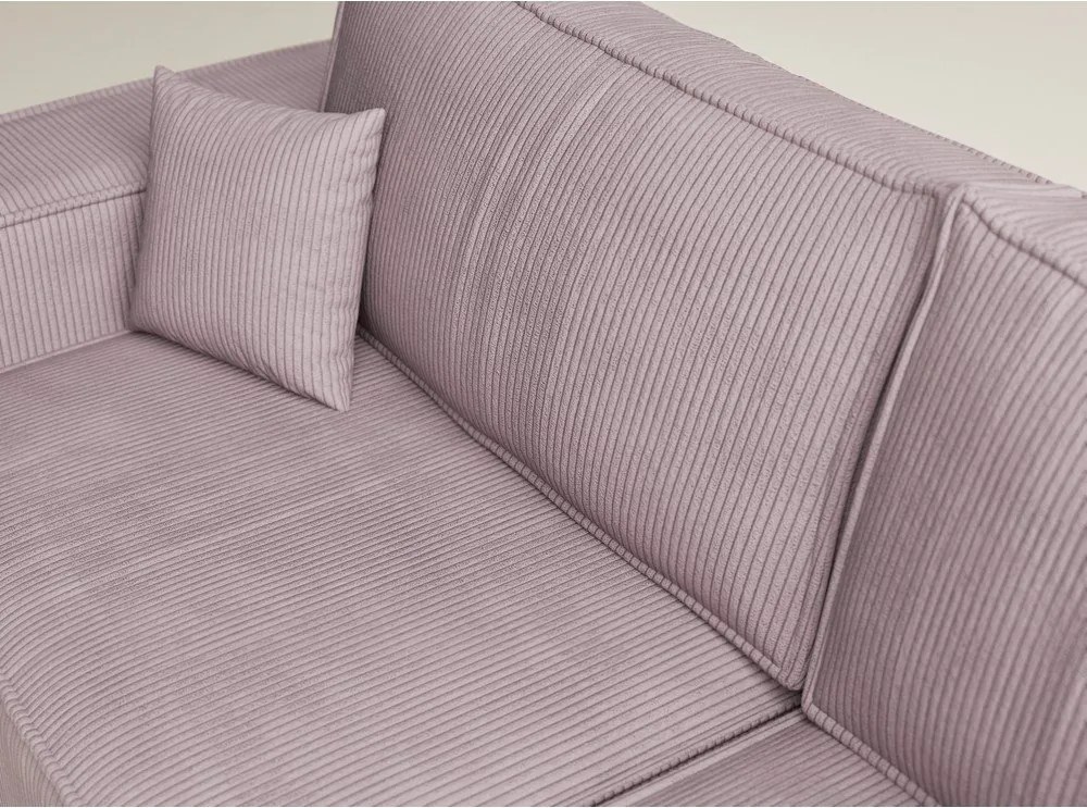 Lila kordbársony kinyitható-tárolóhelyes sarokkanapé (jobb oldali-L alakú) Tonga – Maison de Rêve