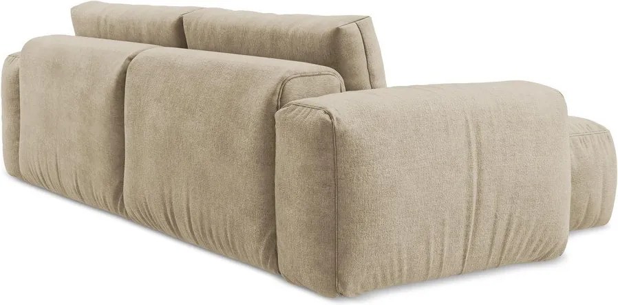 Világosbarna zsenília kinyitható sarokkanapé (bal oldali-heverő résszel) Kuki – Makamii