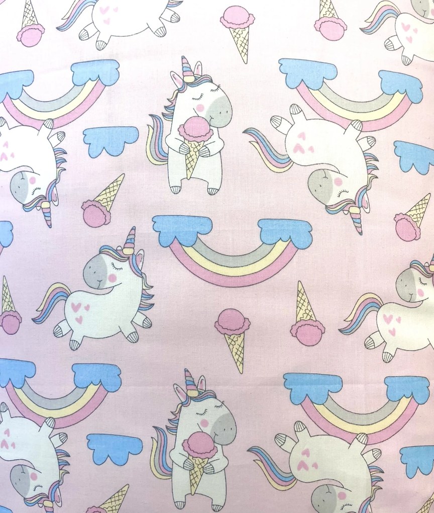 Pamut lepedők egyszarvú rózsaszín TiaHome - 1x Párna 90x70cm, 1x Paplan 140x200cm