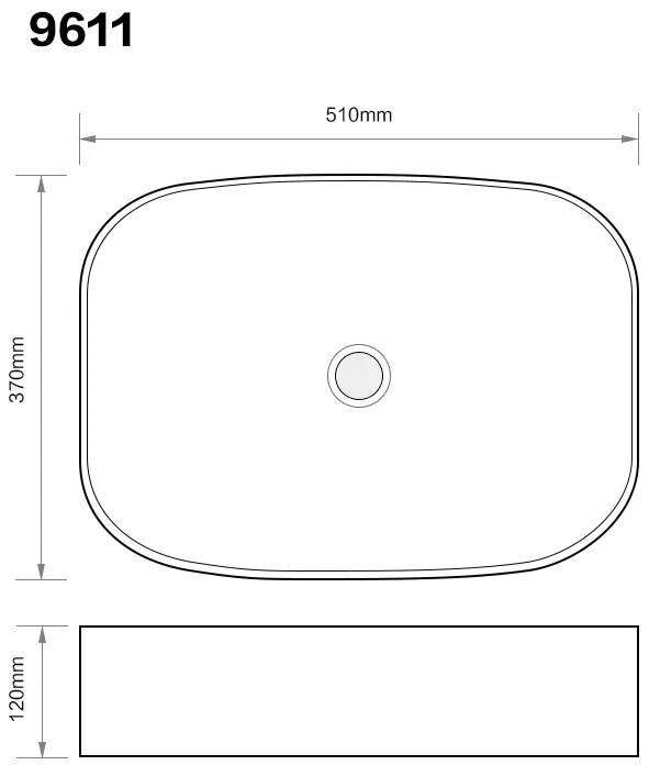 Erga Nancy, asztali mosogató 510x370x120 mm, fehér fényes, ERG-V03-9611-WH