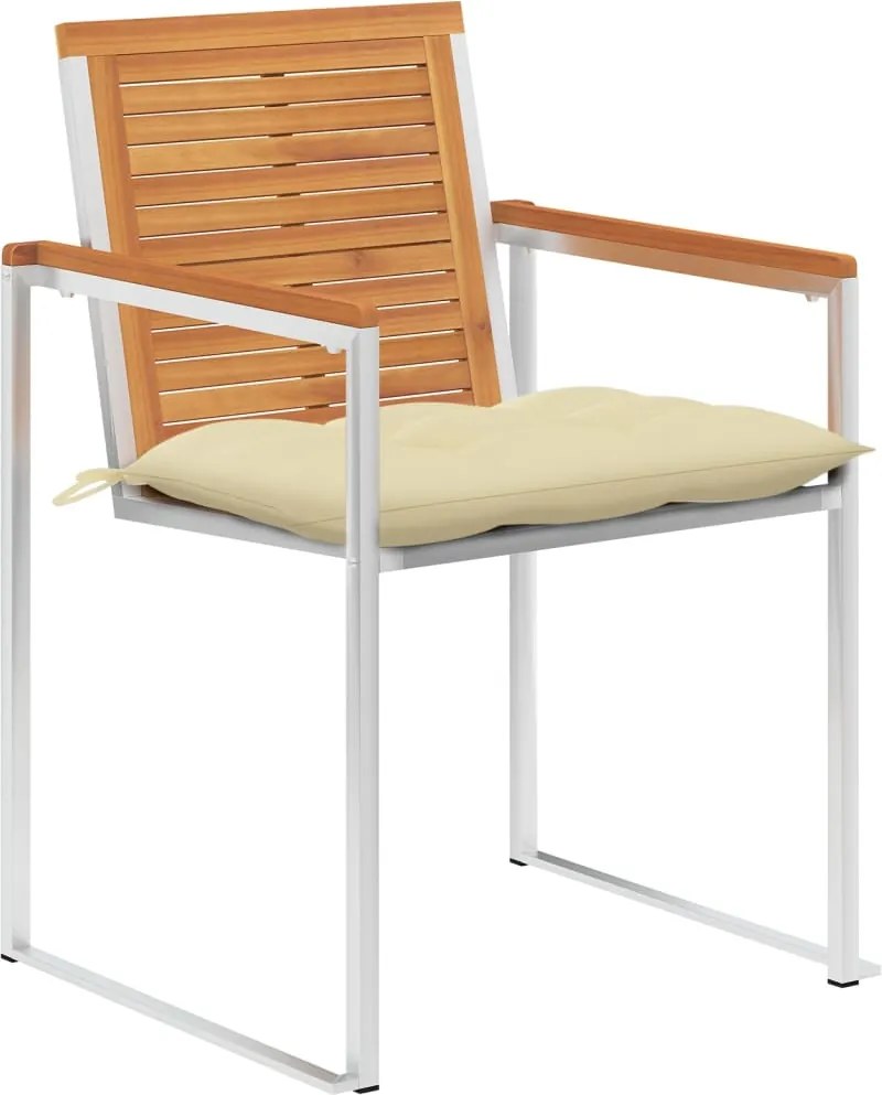 vidaXL 4 db tömör akácfa kerti szék párnákkal