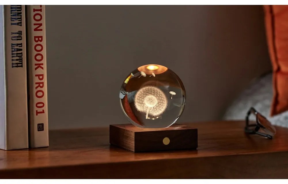 Sötétbarna szabályozható asztali lámpa üveg búrával (magasság 12 cm) Amber – Gingko