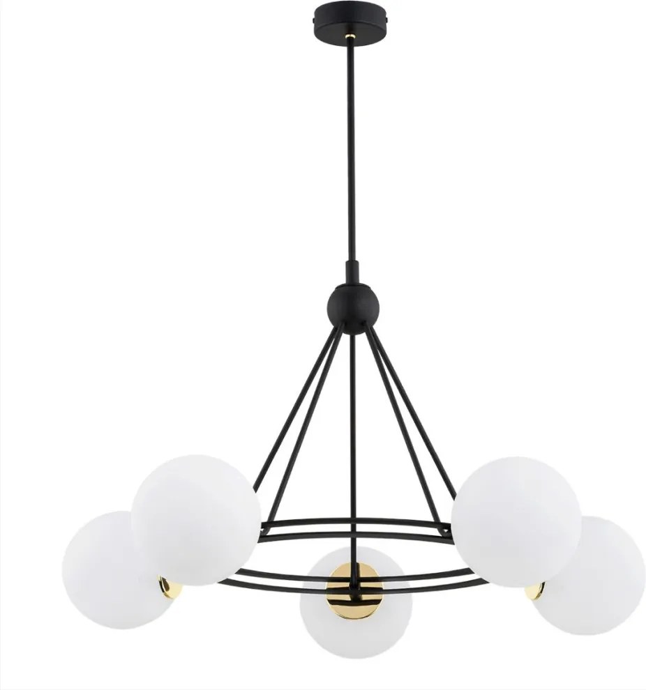 ARGON 2119 AMALFI Modern Csillár Fekete, Sárgaréz, Opál Szőnyeg E27 IP20