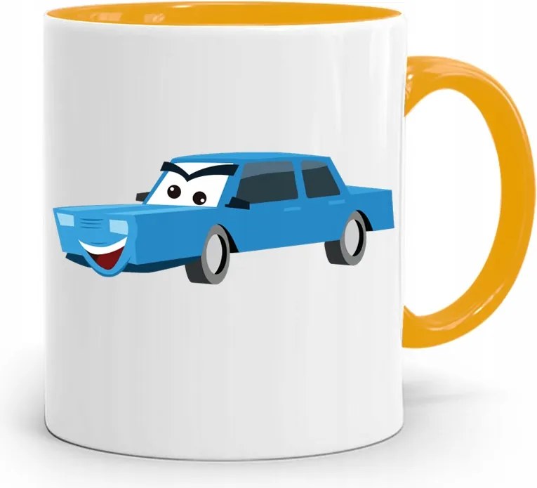 Sárga Bögre Gyermeknap Fiú Autó Ajándék nyomtatott fényképpel