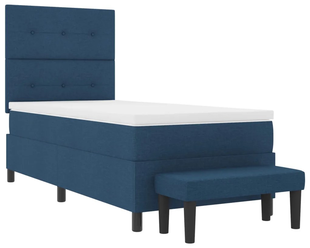 Boxspring Ágy matraccal és padlóval Kék 90x200 cm Szövet