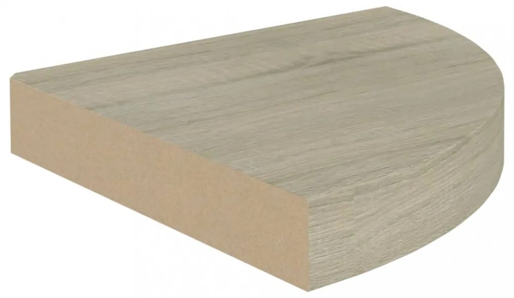2 db tölgyszínű MDF lebegő sarokpolc 25 x 25 x 3,8 cm
