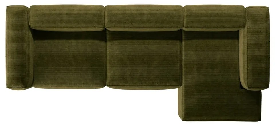 Zöld kordbársony sarokkanapé (jobb oldali-heverő résszel) Bergano – Cosmopolitan Design
