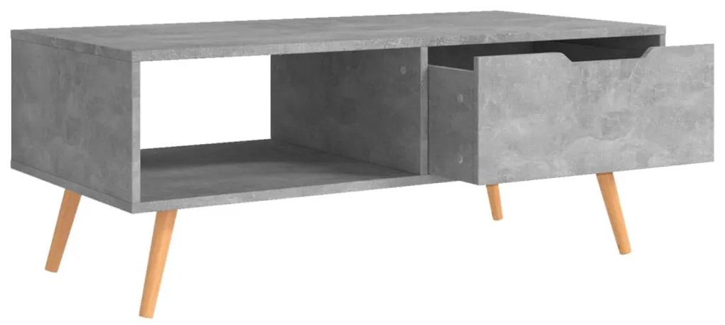 Betonszürke szerelt fa dohányzóasztal 100 x 49,5 x 43 cm