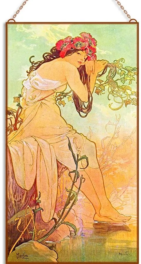 Alfons Mucha - Négy évszak (Garnitúra) üvegkép, falikép