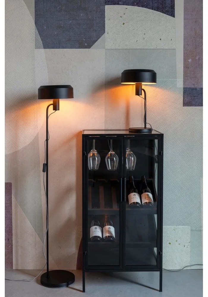 Fekete állólámpa fém búrával (magasság 135 cm) Landon – White Label