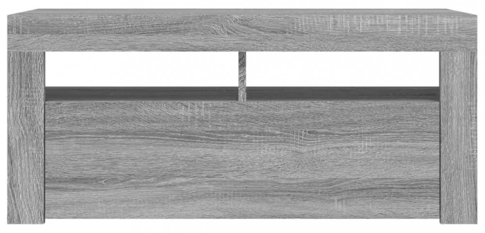 szürke sonoma színű TV-szekrény LED-világítással 90x35x40 cm