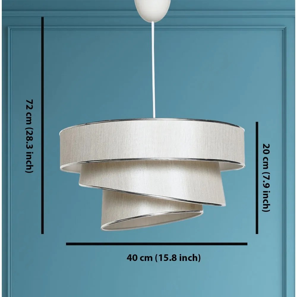 Krémszínű-ezüstszínű függőlámpa textil búrával ø 40 cm Couper – Opviq lights