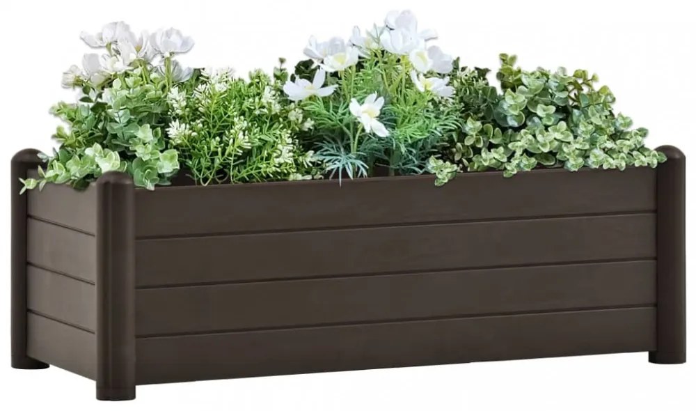 kávészínű kerti PP magaságyás 100 x 43 x 35 cm