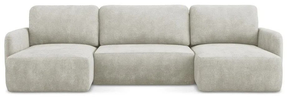 Krémszínű zsenília kinyitható-tárolóhelyes sarokkanapé (U alakú) Lilo – Makamii