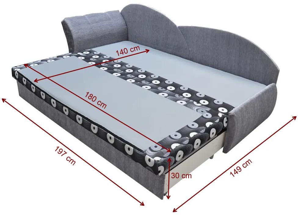 AGA kinyitható kanapé, 200x80x75 cm, sötétszürke + világosszürke, (alova 36/alova 10), jobbos