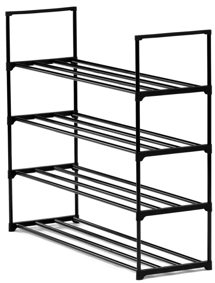 Dulap pentru pantofi, cu 4 rafturi, din metal negru