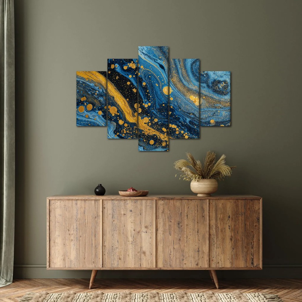Kép - Kék absztrakció arannyal (150x105 cm)