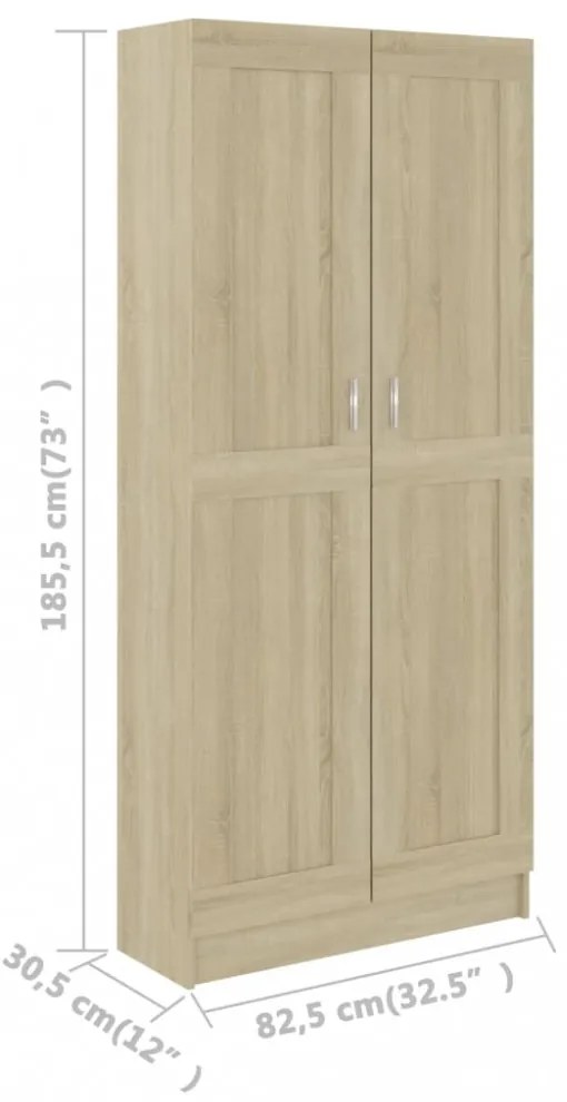 sonoma tölgy színű szerelt fa könyvszekrény 82,5x30,5x185,5 cm