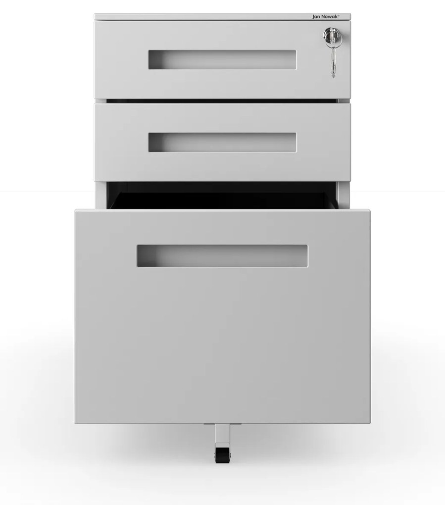 Szürke íróasztal alatti tároló, 390x600x500 mm: KATE