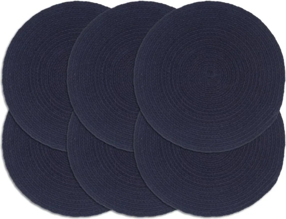 vidaXL 6 db sima tengerészkék kerek pamutalátét 38 cm