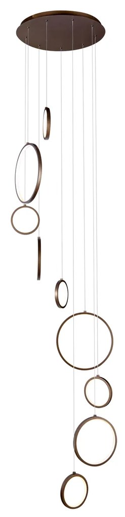 Design függőlámpa sötét bronz 9-lámpás LED-del, 3 lépésben dimmelhető - Vide Anella