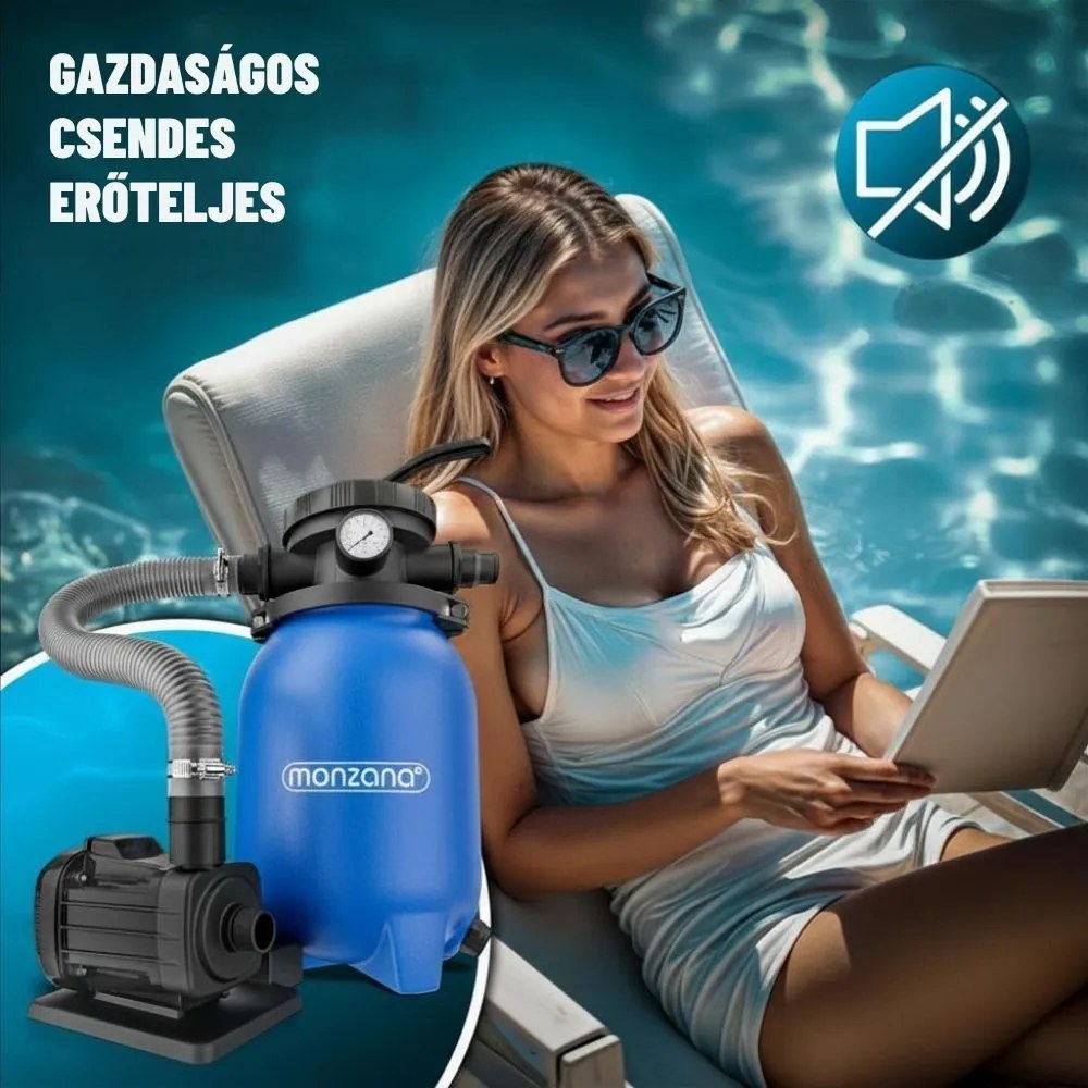 AQUA homokszűrő medencéhez szűrőgolyókkal, 5 000 l/h, kék Monzana