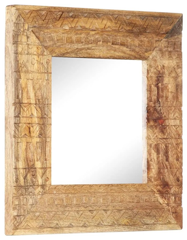 kézzel faragott tömör mangófa tükör 50 x 50 x 2,5 cm