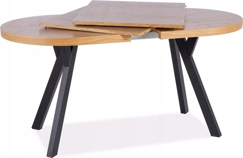 Összecsukható asztal Domingo II tölgy/fekete 140-272cm étkező Sig